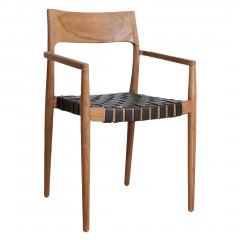 DINING ARMCHAIR WITH LEATER SEAT TEAKWOOD 
